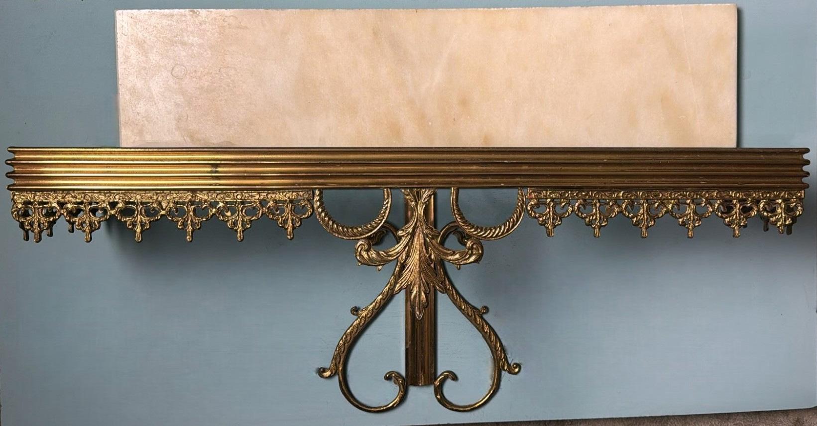 Louis XVI Style Italian Wall-Mounted Console in with Marble Top For Sale 1