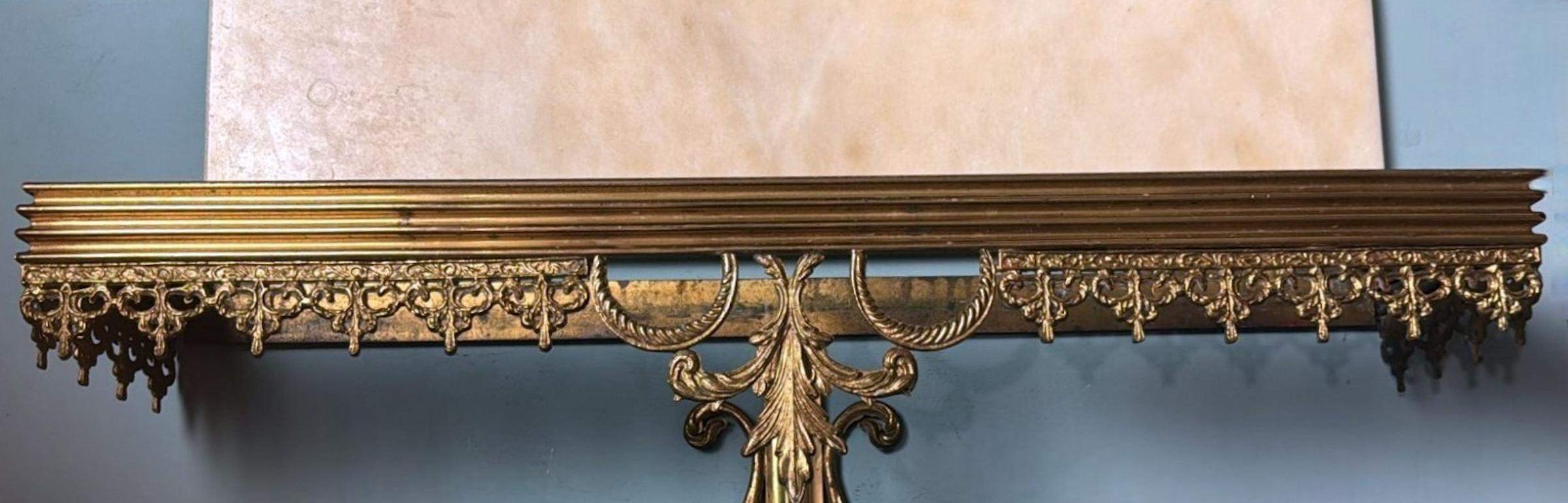 Louis XVI Style Italian Wall-Mounted Console in with Marble Top For Sale 2