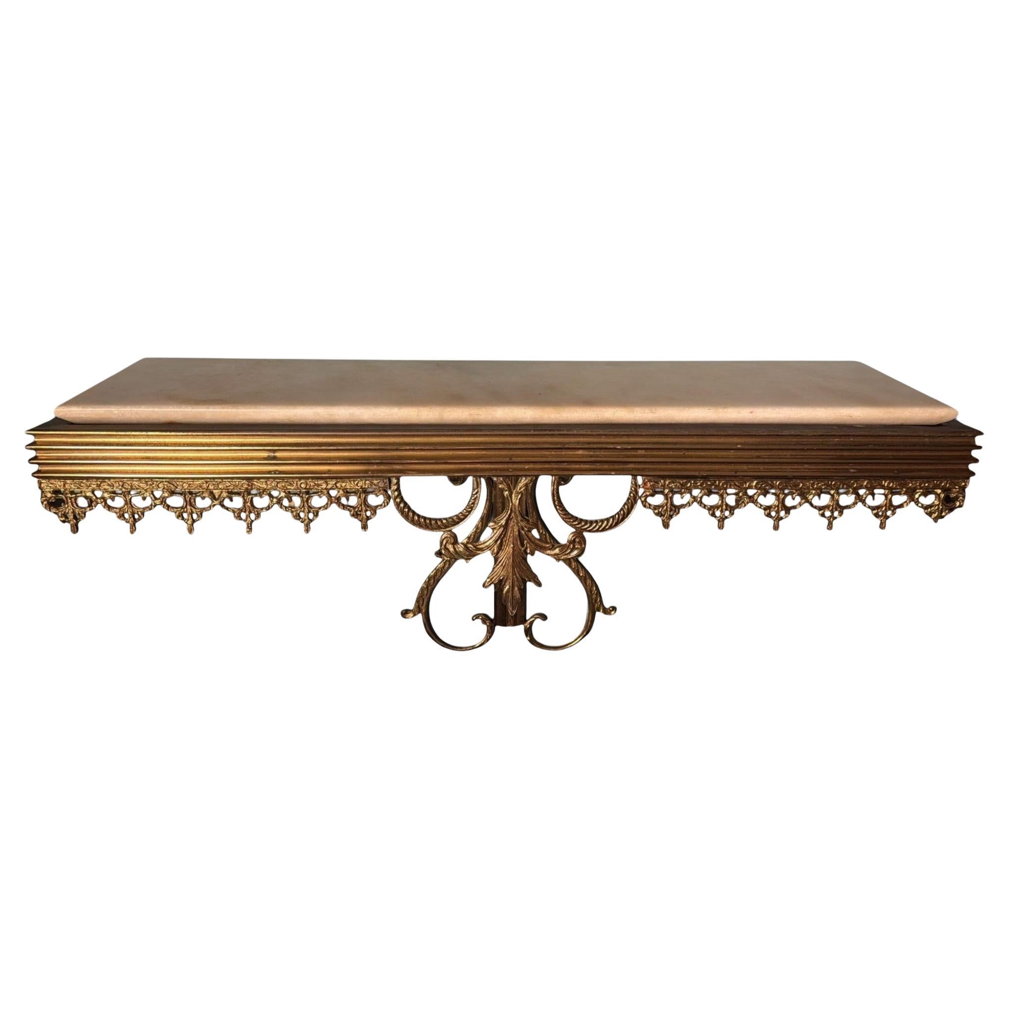 Louis XVI Style Italian Wall-Mounted Console in with Marble Top For Sale