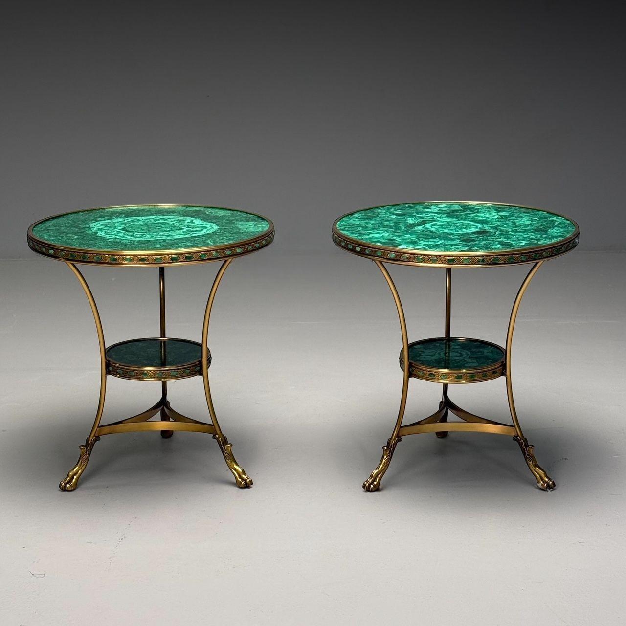 Français Guéridons de style Louis XVI, bijoux, malachite, bronze, France, C.I.C. en vente