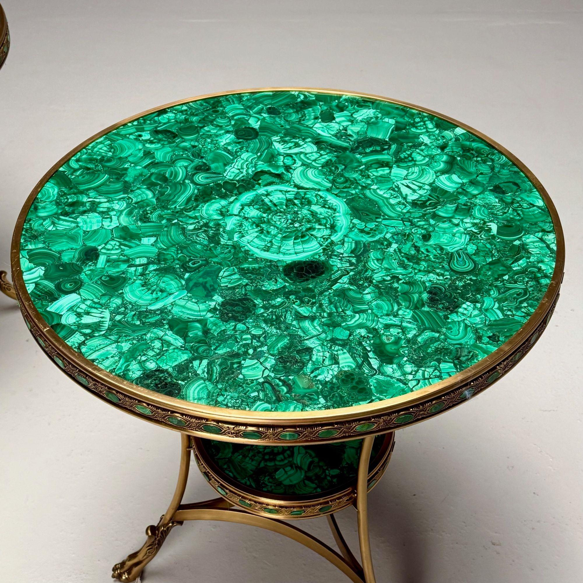 Bronze Guéridons de style Louis XVI, bijoux, malachite, bronze, France, C.I.C. en vente