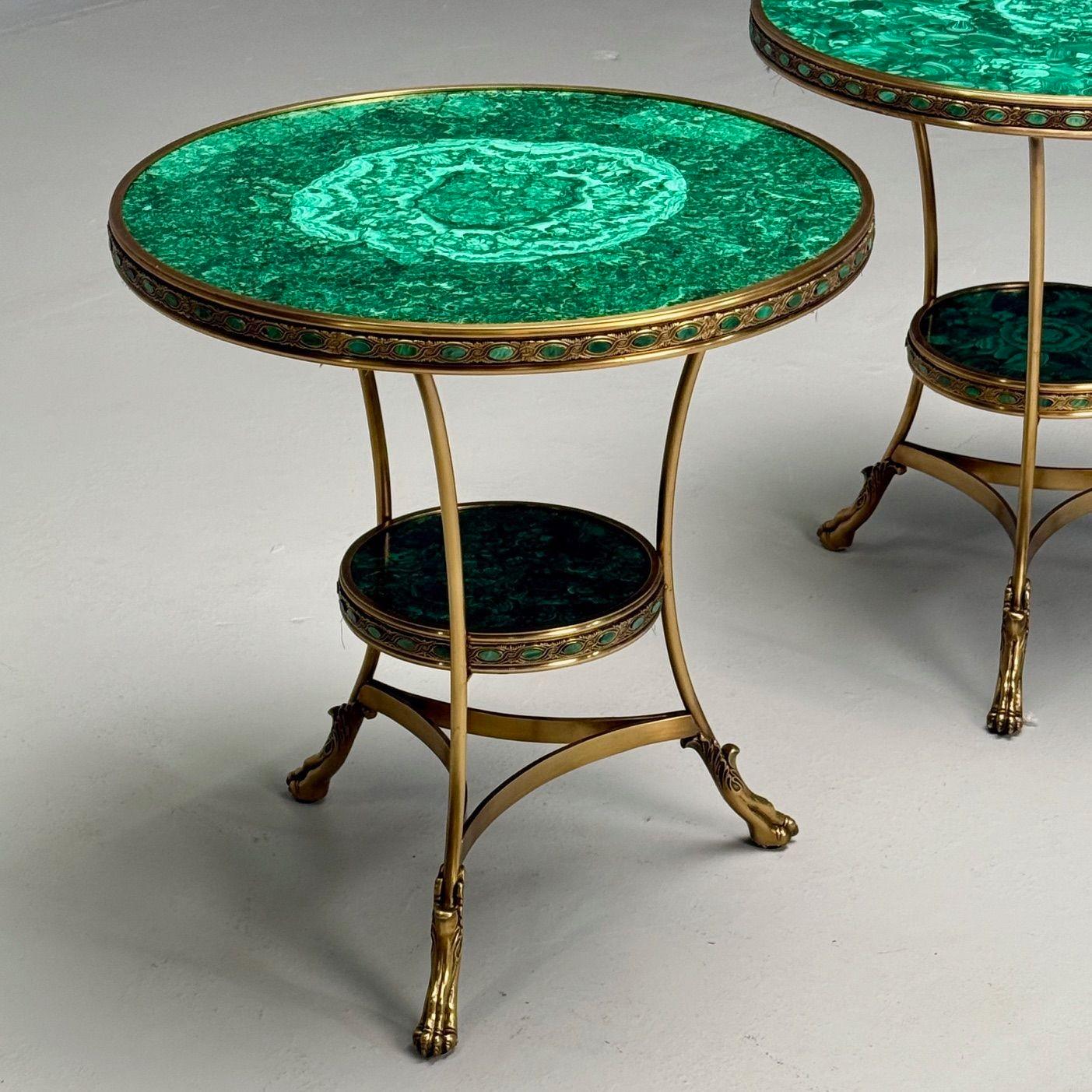 Guéridons de style Louis XVI, bijoux, malachite, bronze, France, C.I.C. en vente 1