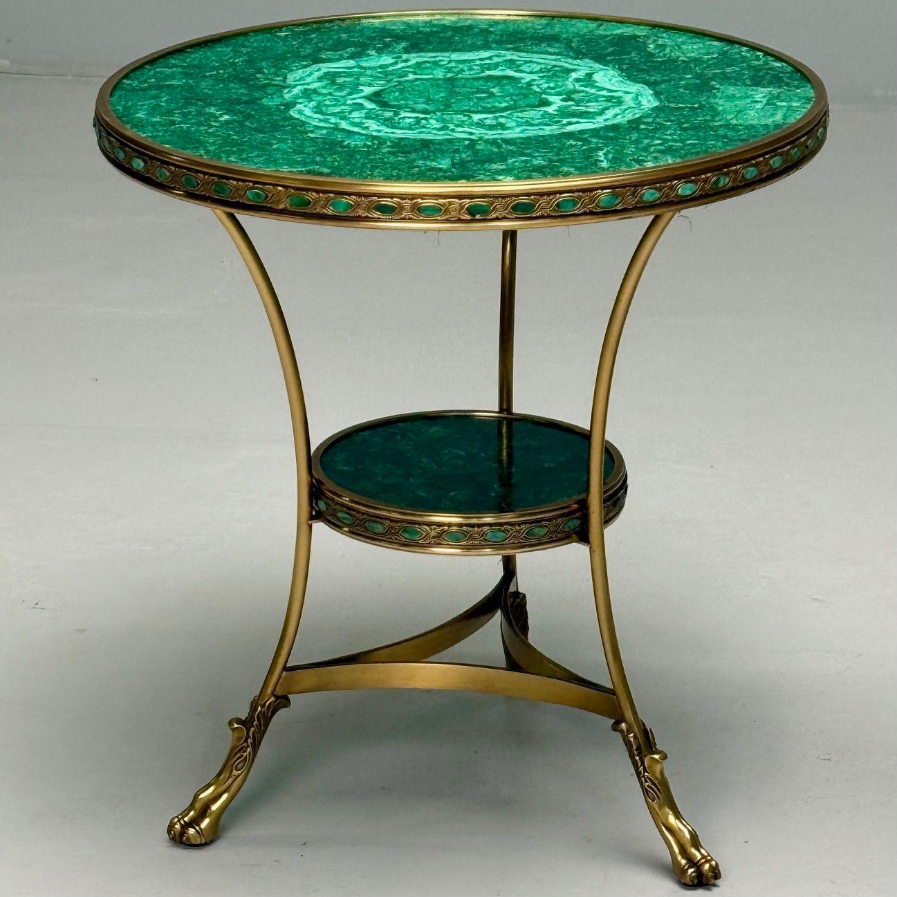 Guéridons de style Louis XVI, bijoux, malachite, bronze, France, C.I.C. en vente 2