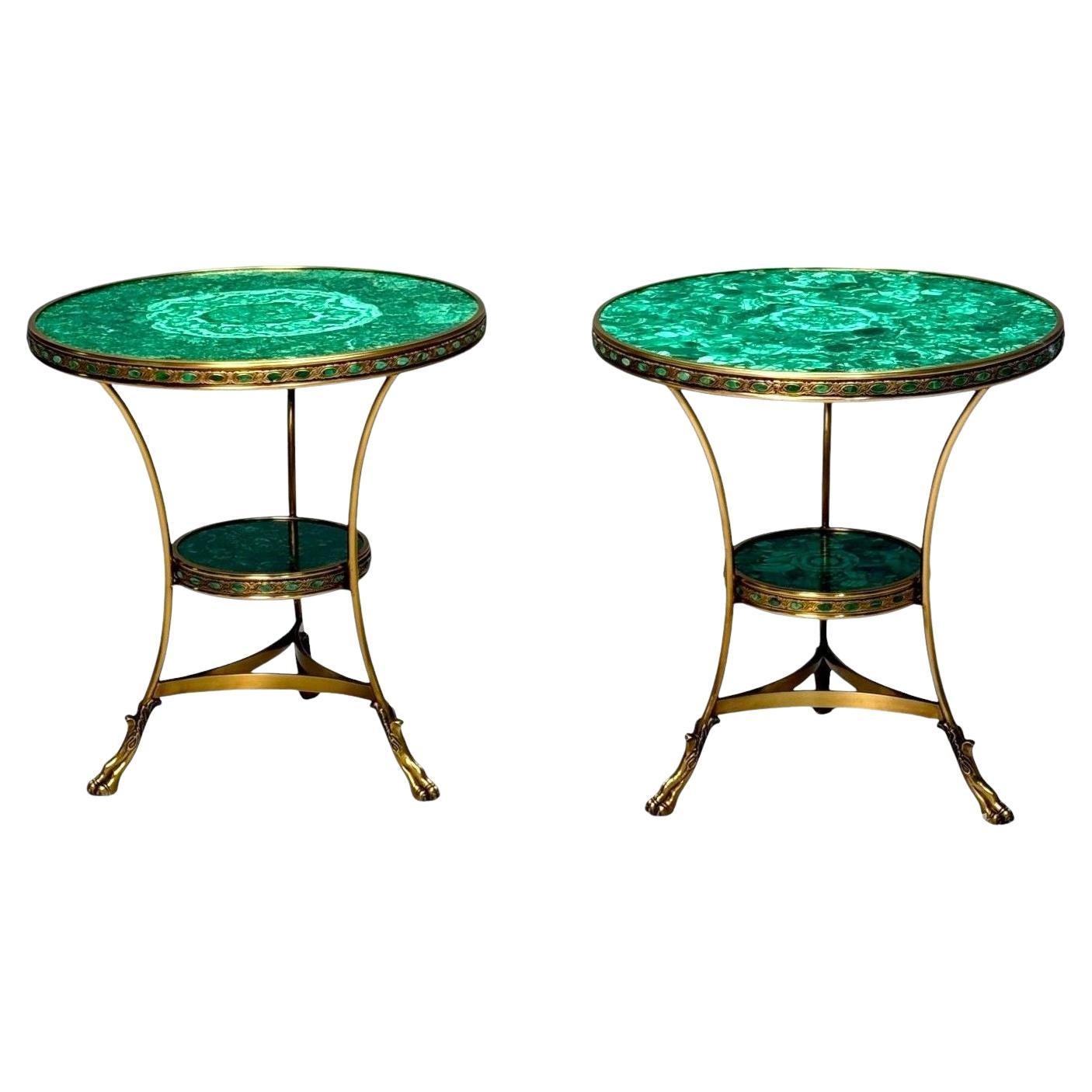 Gueridoni Jewell in stile Luigi XVI, malachite, bronzo, Francia, 20° C.
