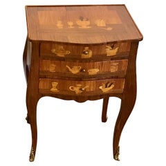 Louis XVI Style King and Tulip Wood Marquetry End Table