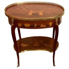 Louis XVI Style King and Tulip Wood Marquetry Side Table