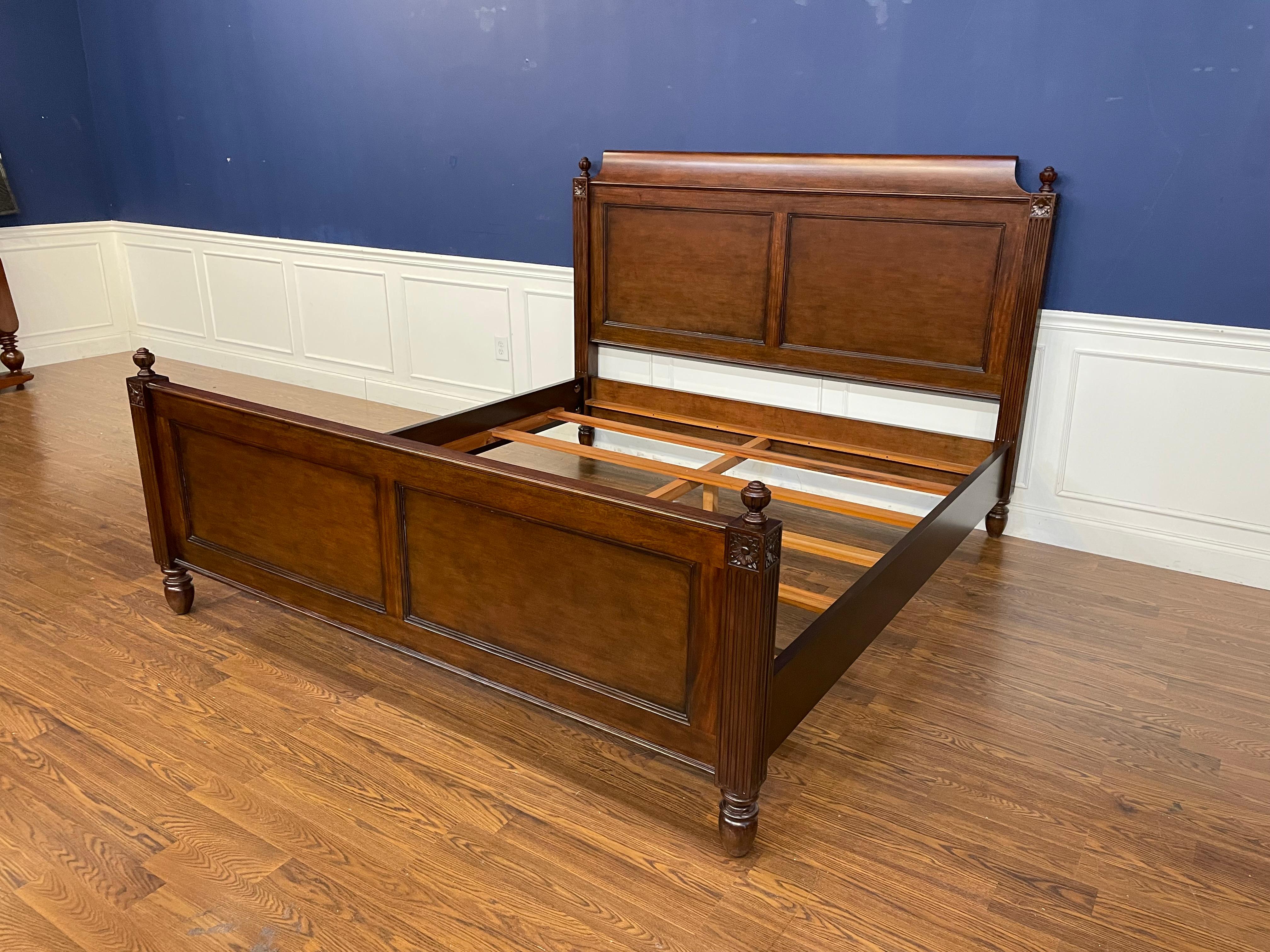 Louis XVI Style King Size Mahogany Bed by Leighton Hall  For Sale 4