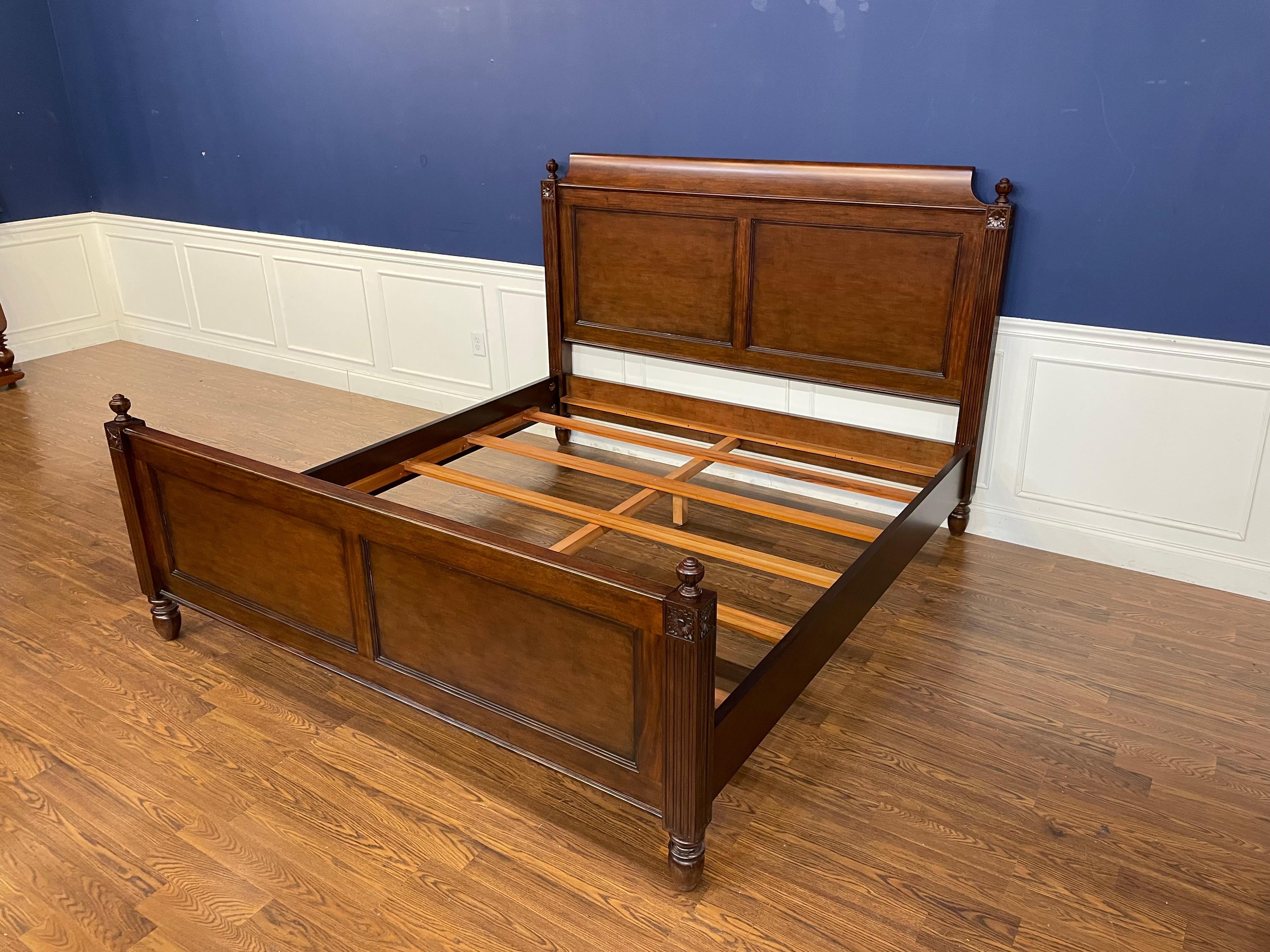 Louis XVI Style King Size Mahogany Bed by Leighton Hall  For Sale 8