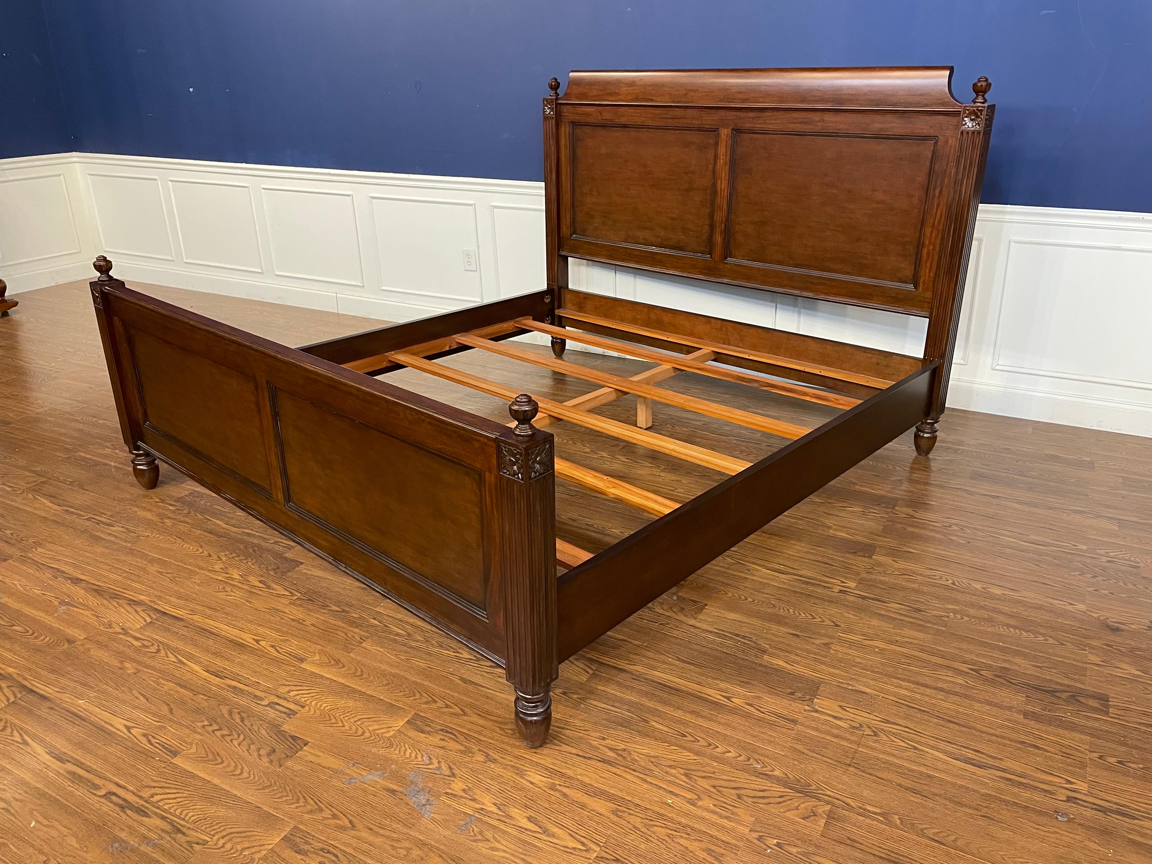 Contemporary Louis XVI Style King Size Mahogany Bed by Leighton Hall  For Sale