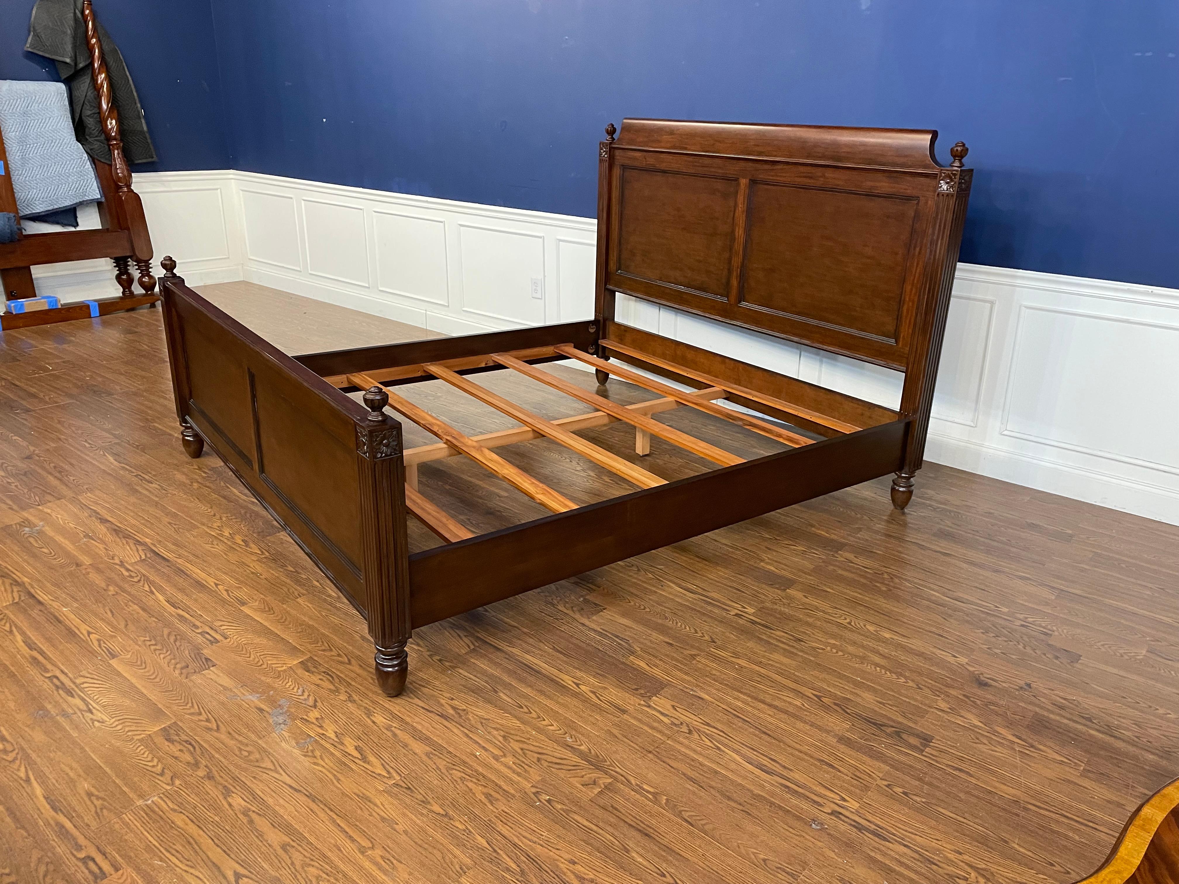 Louis XVI Style King Size Mahogany Bed by Leighton Hall  For Sale 1