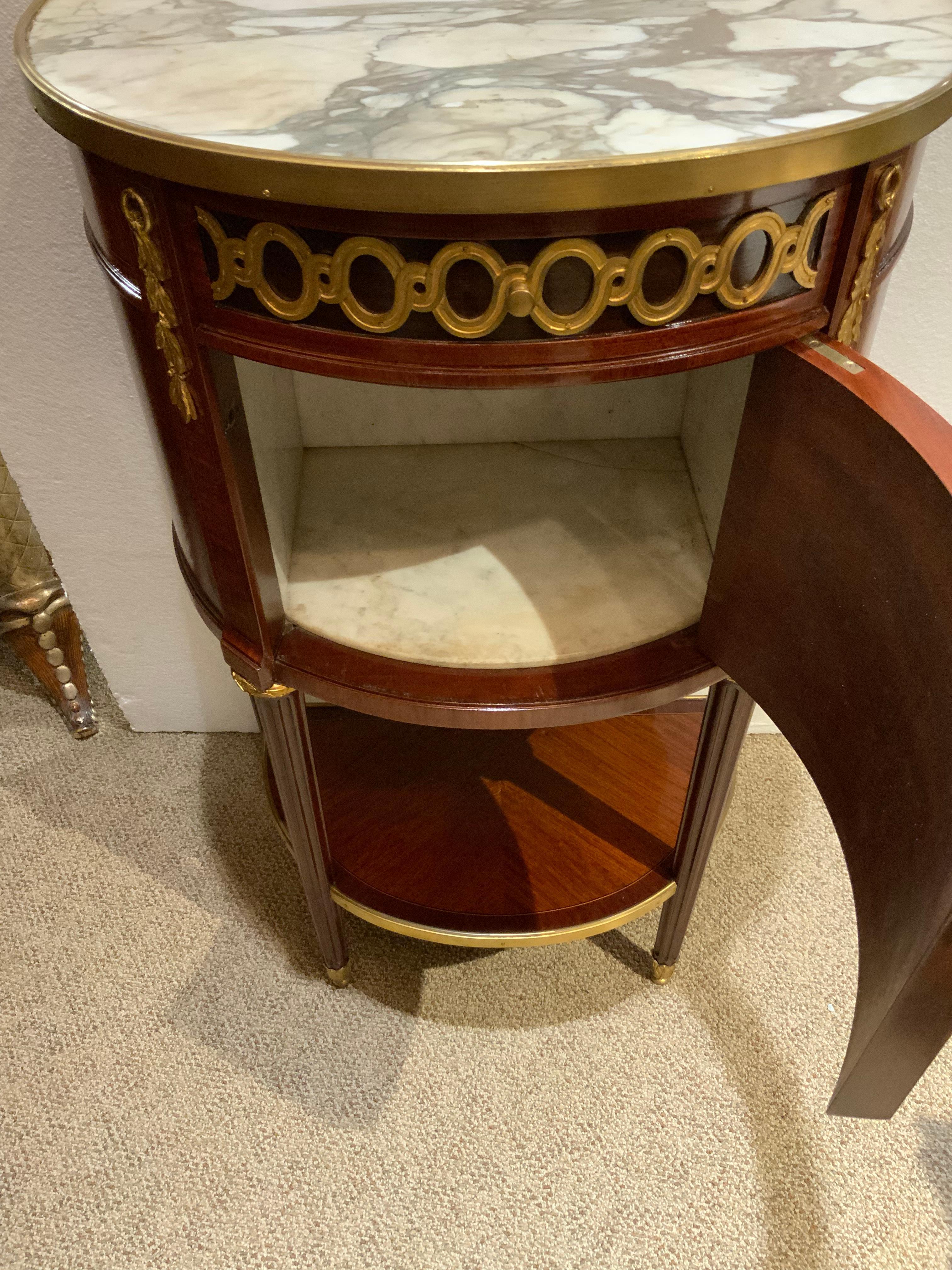Louis XVI-Style Kingwood and Marble Top Side Table/Cabinet For Sale 5