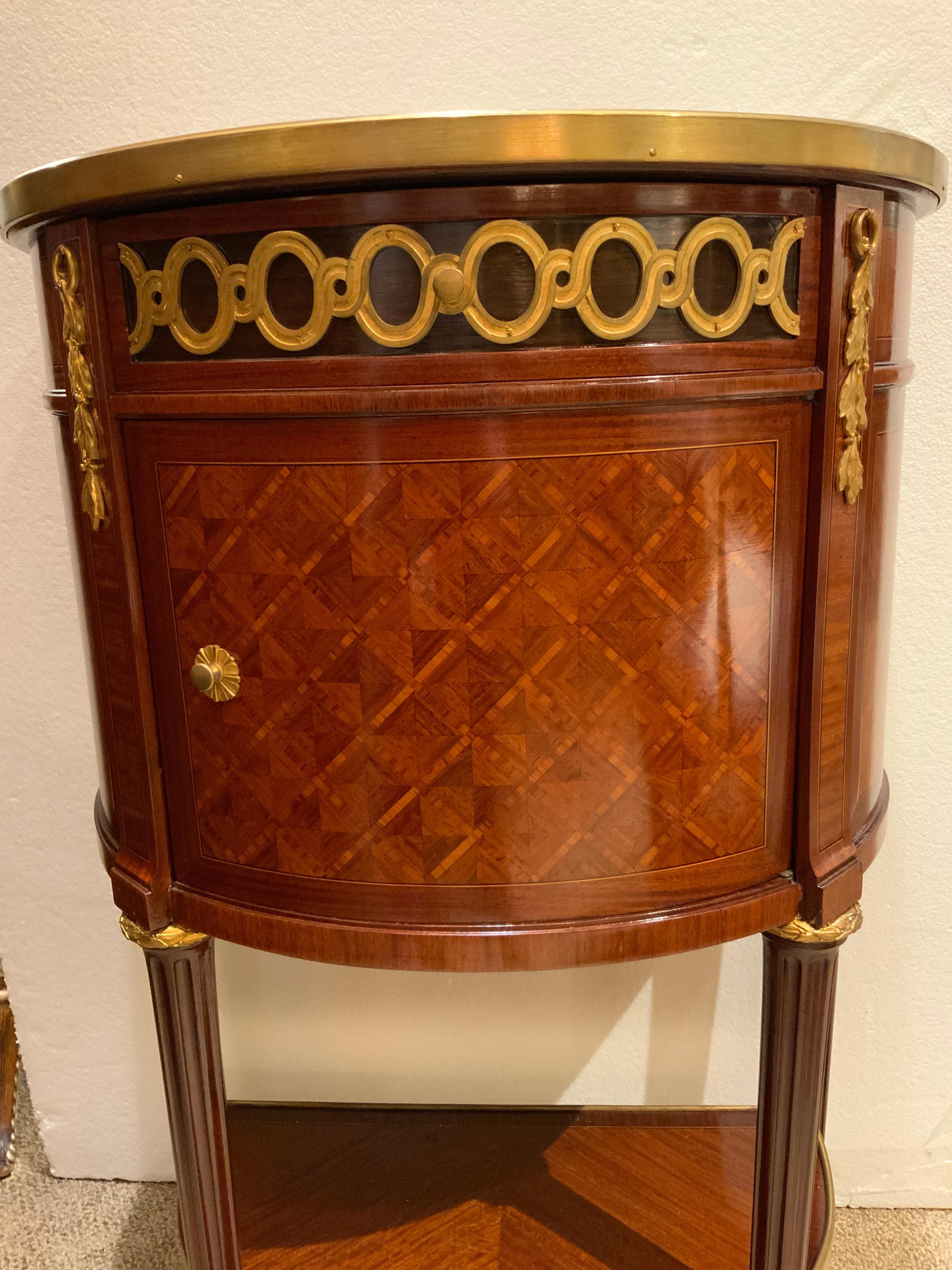 Louis XVI-Style Kingwood and Marble Top Side Table/Cabinet For Sale 2