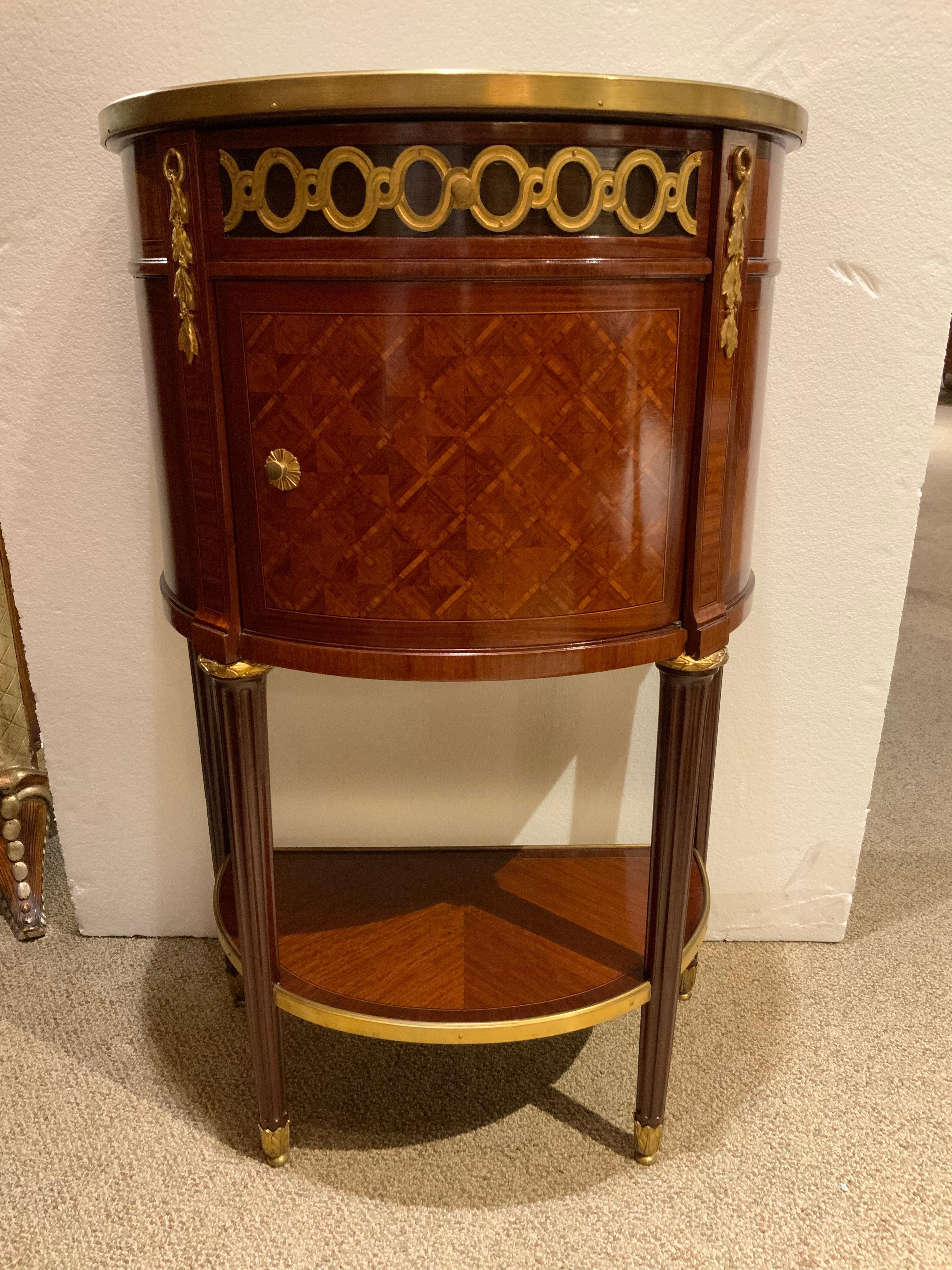 Louis XVI-Style Kingwood and Marble Top Side Table/Cabinet For Sale 3