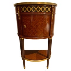 Table/cabinet d'appoint en bois de roi et marbre de style Louis XVI