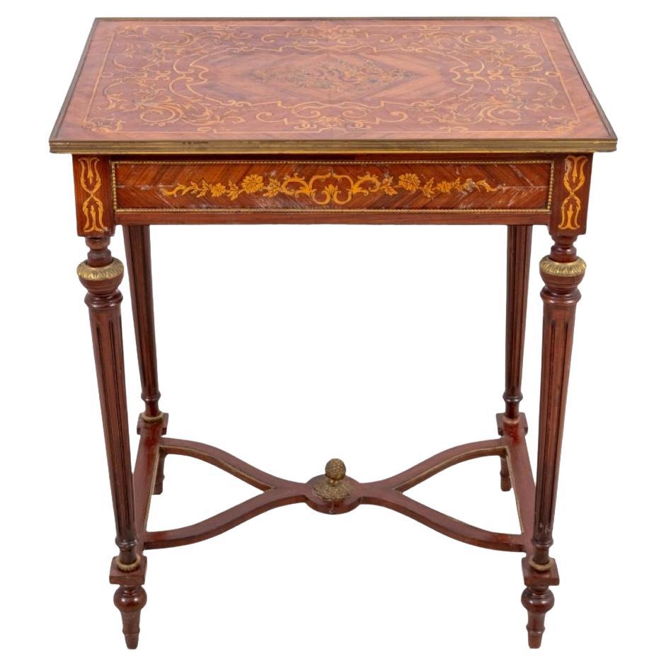 Table d'appoint en bois de roi et marqueterie de style Louis XVI