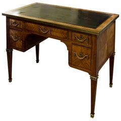 Louis XVI Style Kingwood and Walnut Writing Table with Gilded Handles