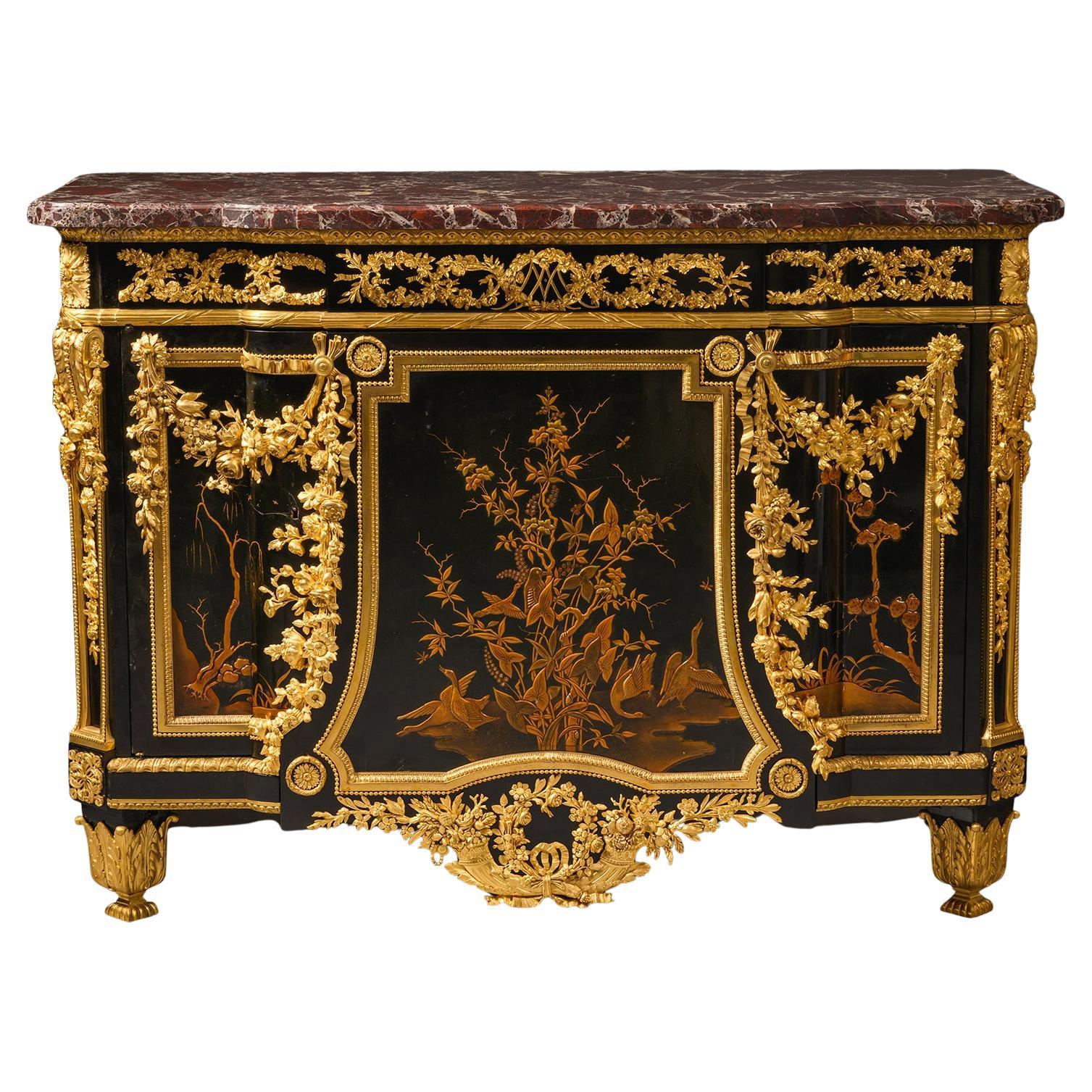 Louis XVI Style Lacquer Commode After Riesener, France c.1880 For Sale