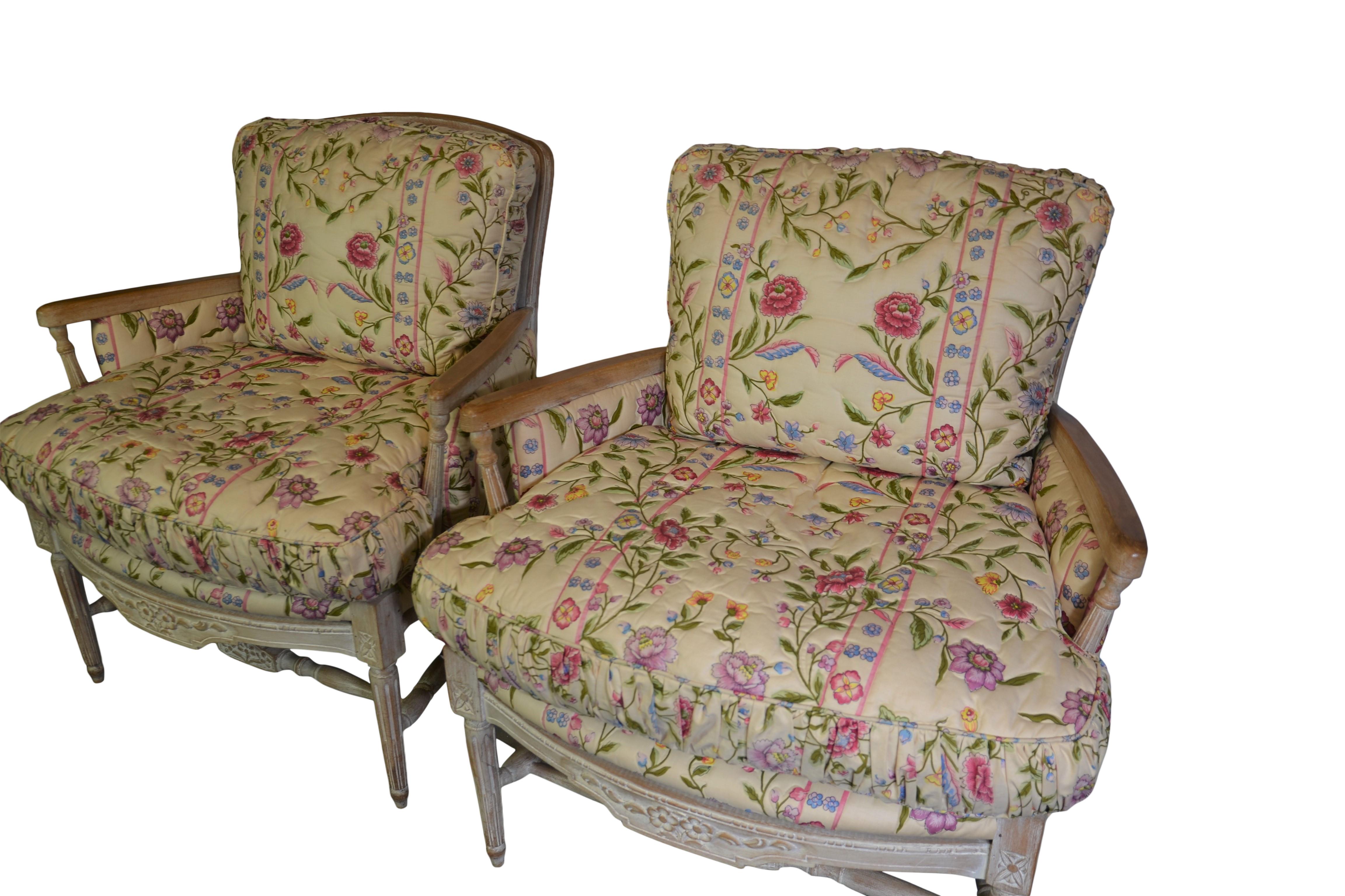 Louis XVI Style Ladder Back Armchairs Set of 2 In Distressed Condition For Sale In Pomona, CA
