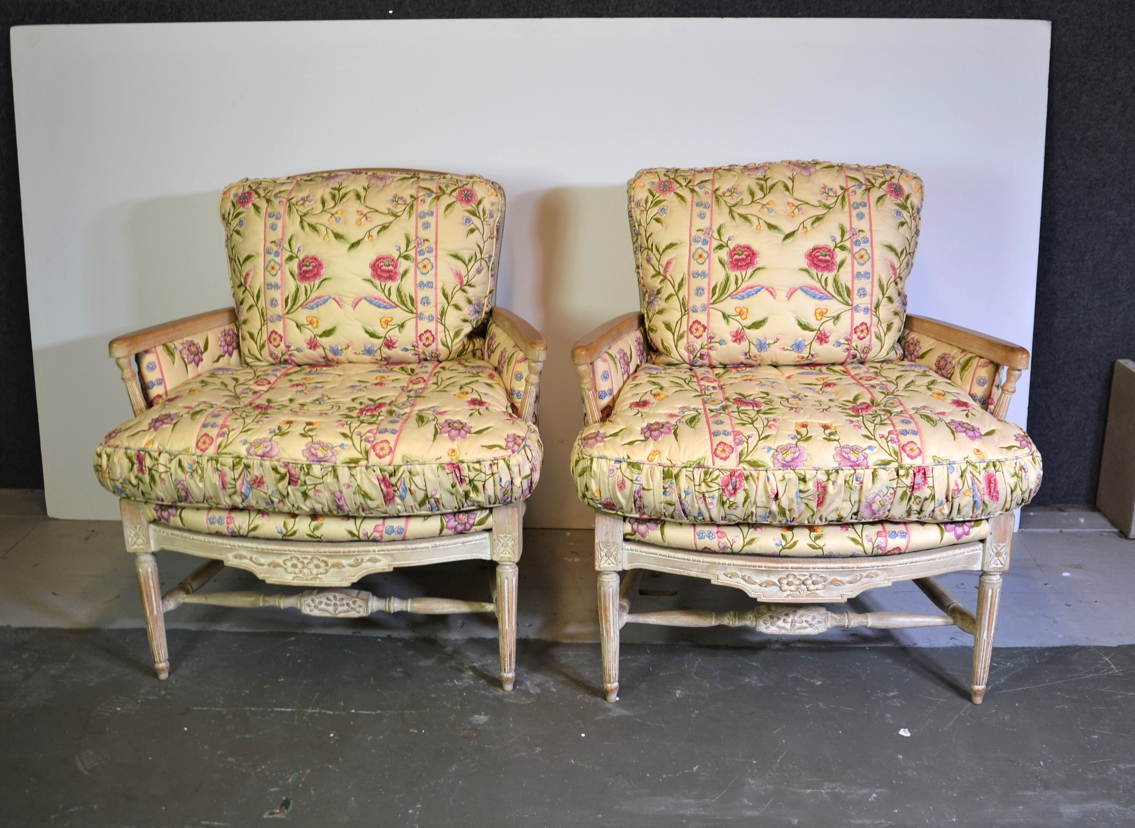 Louis XVI Style Ladder Back Armchairs Set of 2 For Sale