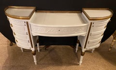 Vanity / Bureau de style Louis XVI pour femmes en laque gris pigeon