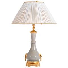 Louis XVI Style Lamp in Cracked Grey Porcelain, circa 1880