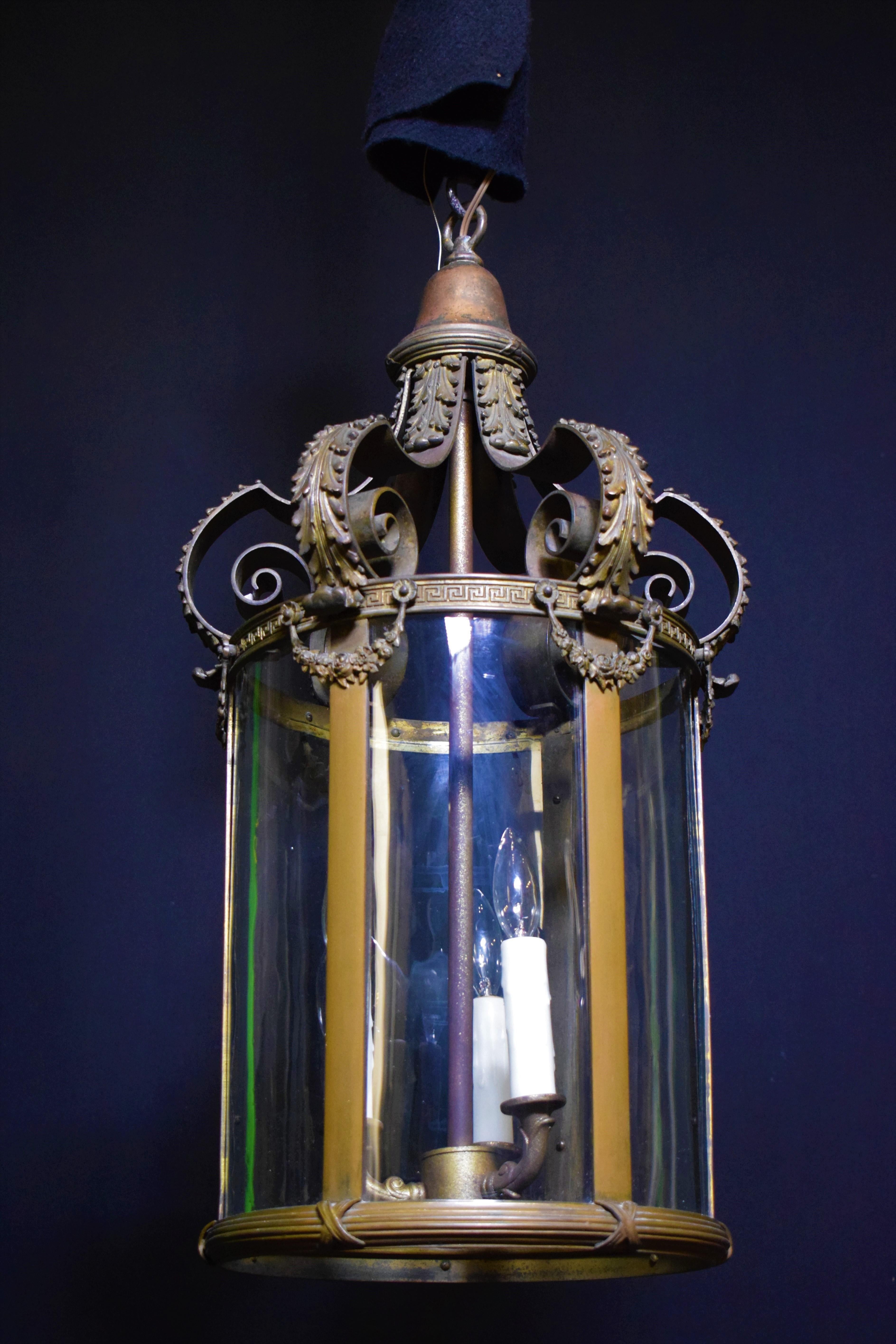 Glass Louis XVI Style Lantern For Sale
