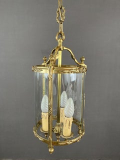 Lanterna in stile Luigi XVI in bronzo e vetro XX secolo