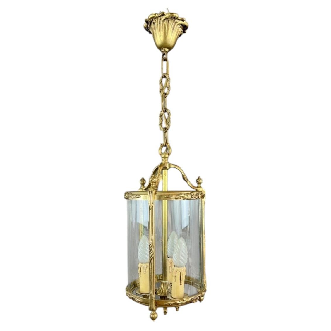Laterne im Louis-XVI-Stil aus Bronze und Glas 20. Jahrhundert im Angebot