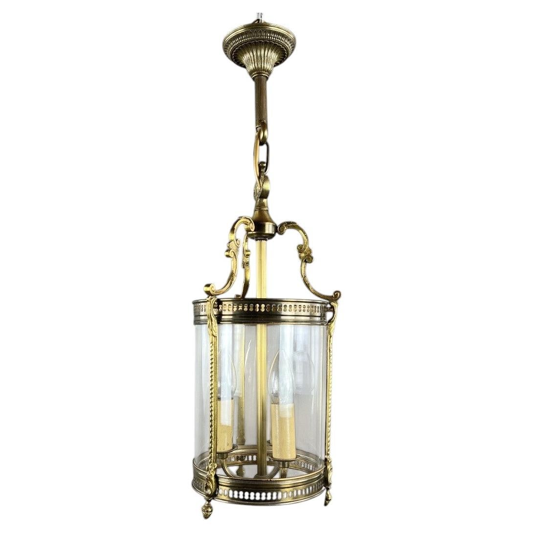Louis XVI Style Lantern In Bronze And Glass, 20th Century For Sale