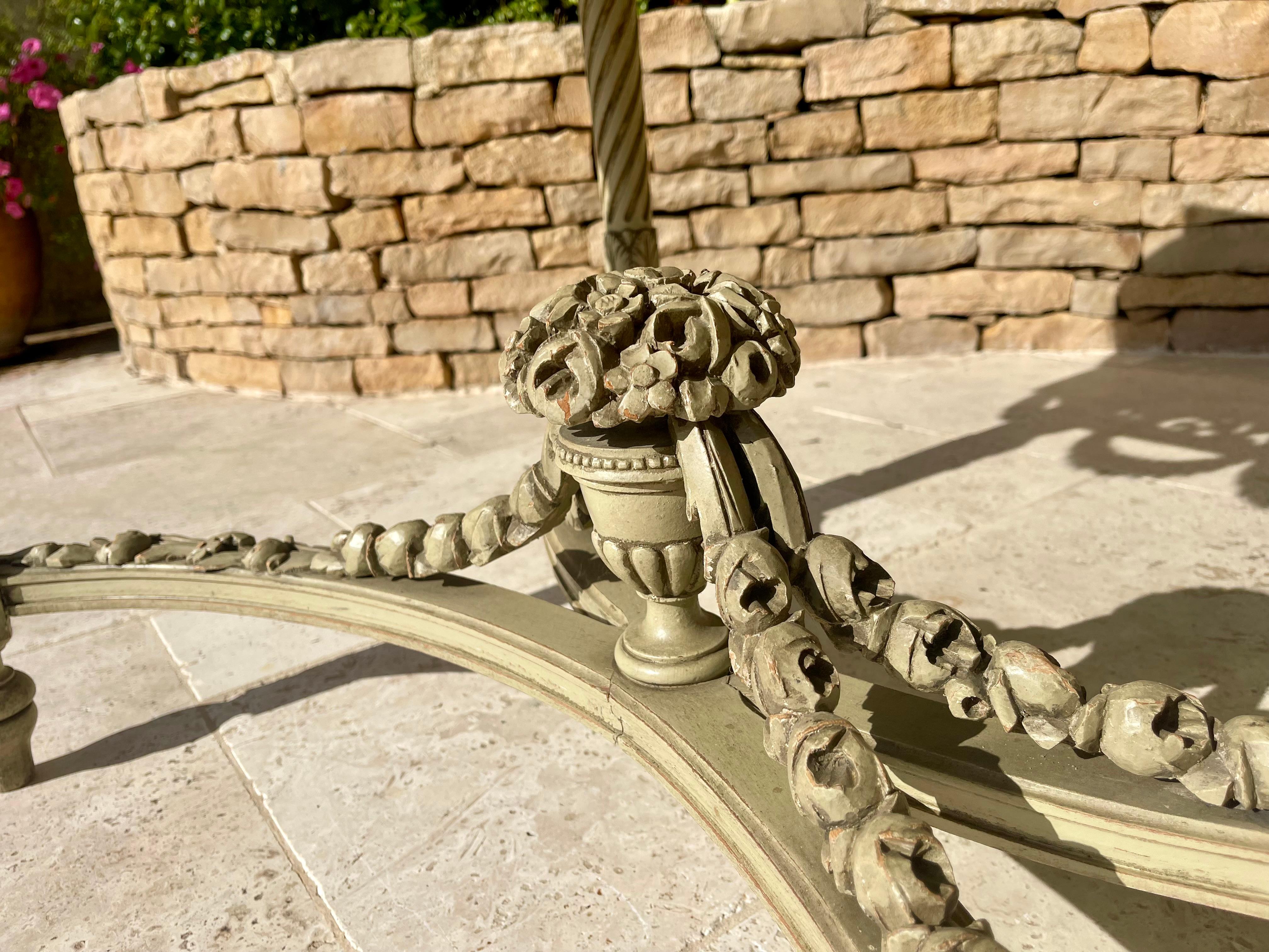 Louis XVI Style Laquered Center Table with Marble, XIXth century For Sale 6
