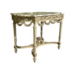 Louis XVI Style Laquered Center Table with Marble, XIXth century