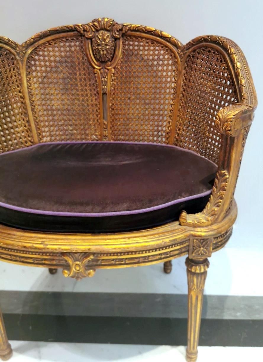 Louis XVI Style Large French Chair Vienna Straw Seat And Back. For Sale 4