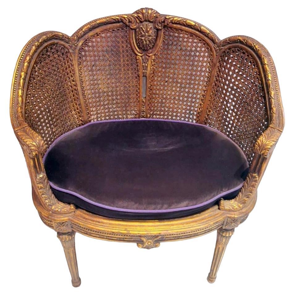 Großer französischer Stuhl im Louis-XVI.-Stil Wiener Strohsitz und Rückenlehne.