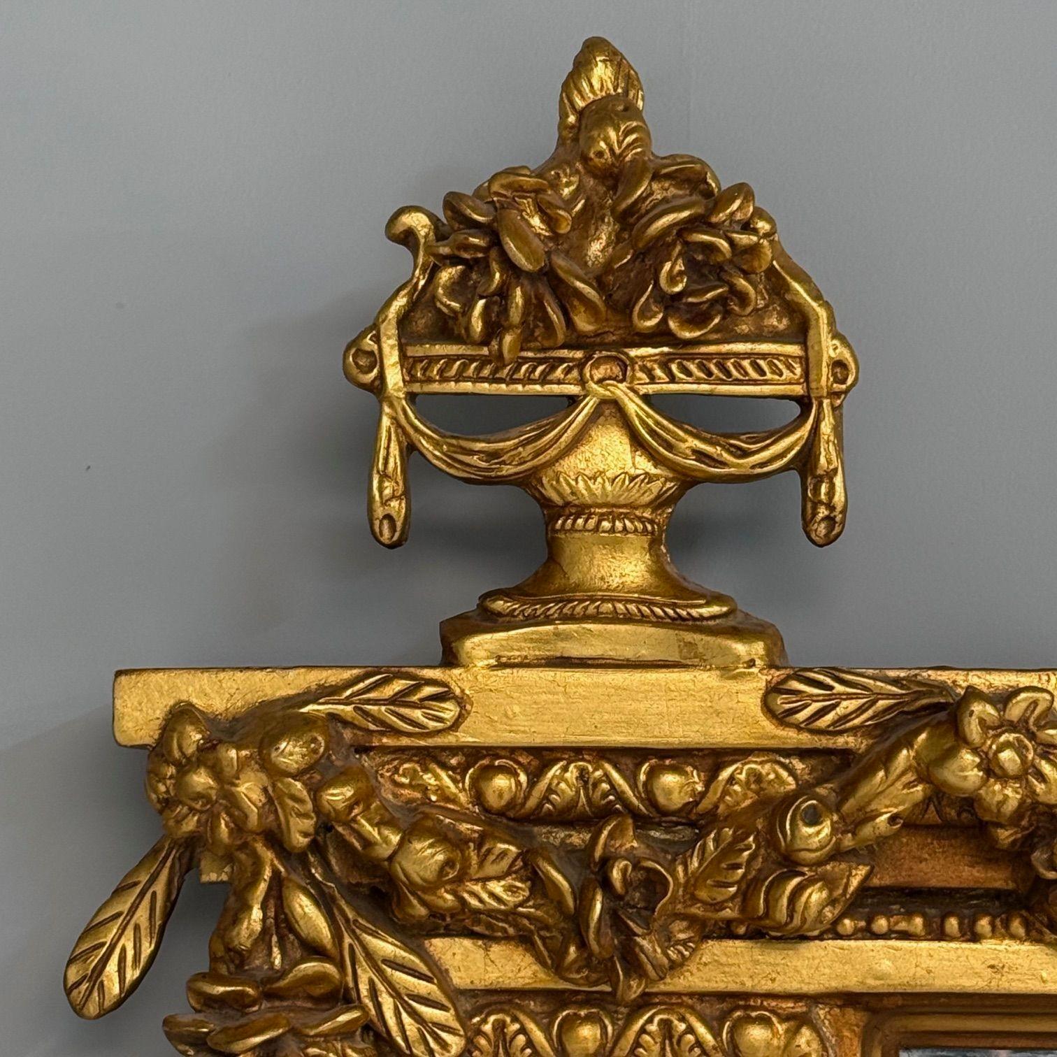 Specchio da parete o da pavimento di grandi dimensioni in stile Luigi XVI, legno dorato, gesso, Europa, XIX secolo. in vendita 5