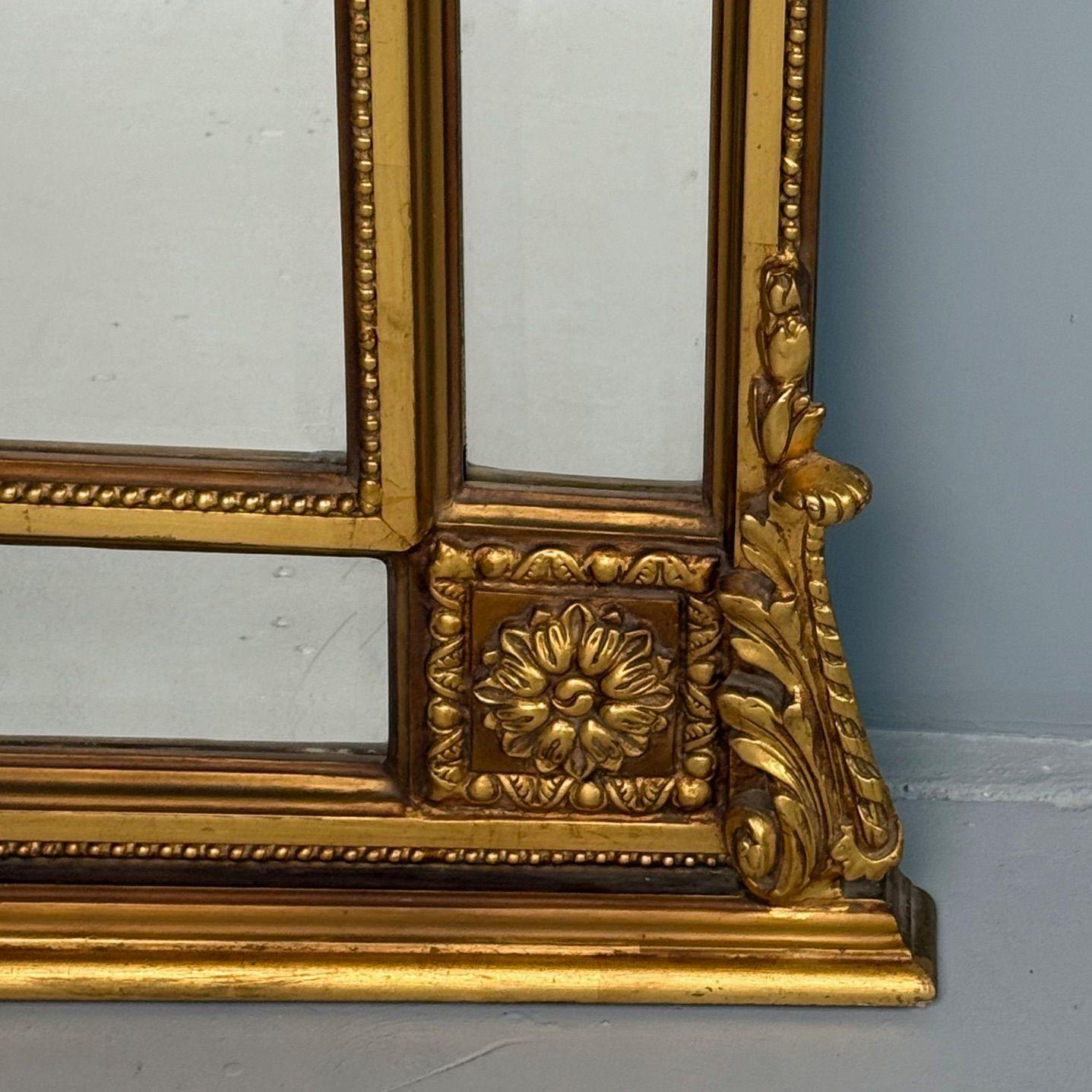 Specchio da parete o da pavimento di grandi dimensioni in stile Luigi XVI, legno dorato, gesso, Europa, XIX secolo. in vendita 6