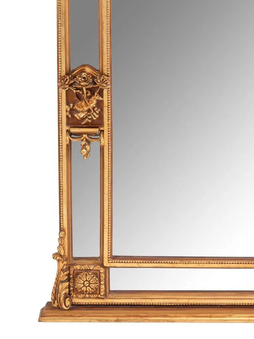 Specchio da parete o da pavimento di grandi dimensioni in stile Luigi XVI, legno dorato, gesso, Europa, XIX secolo. in vendita 2