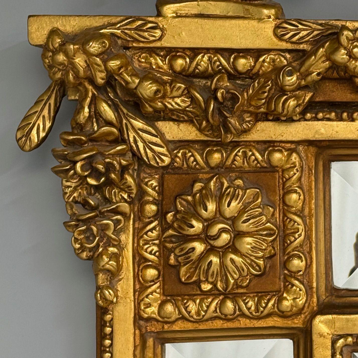 Specchio da parete o da pavimento di grandi dimensioni in stile Luigi XVI, legno dorato, gesso, Europa, XIX secolo. in vendita 4
