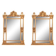 Grands miroirs muraux ou au sol de style Louis XVI, bois doré et gesso, Europe, 19e siècle