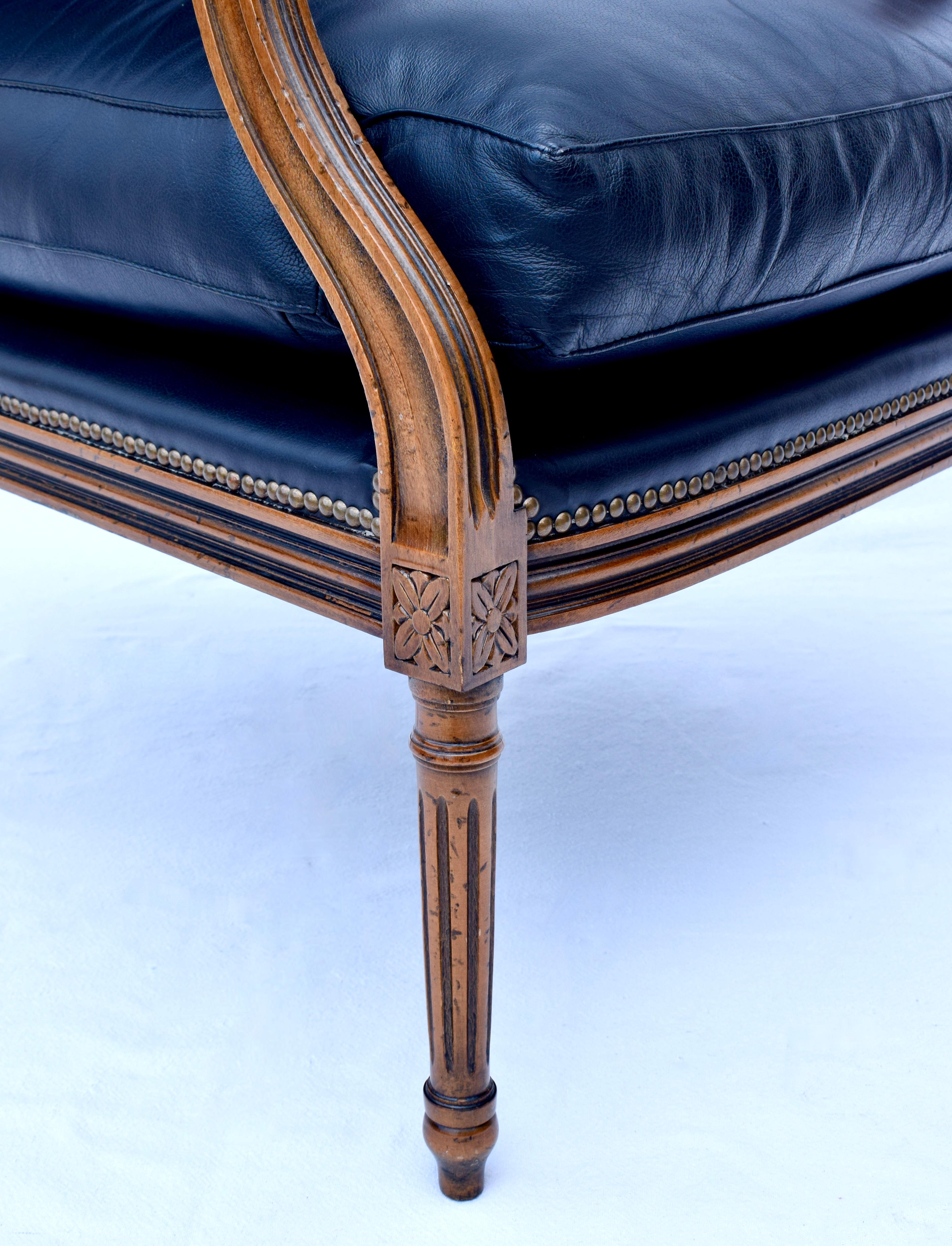 Louis Xvi Style Leather Fauteuil Chairs For Sale 3