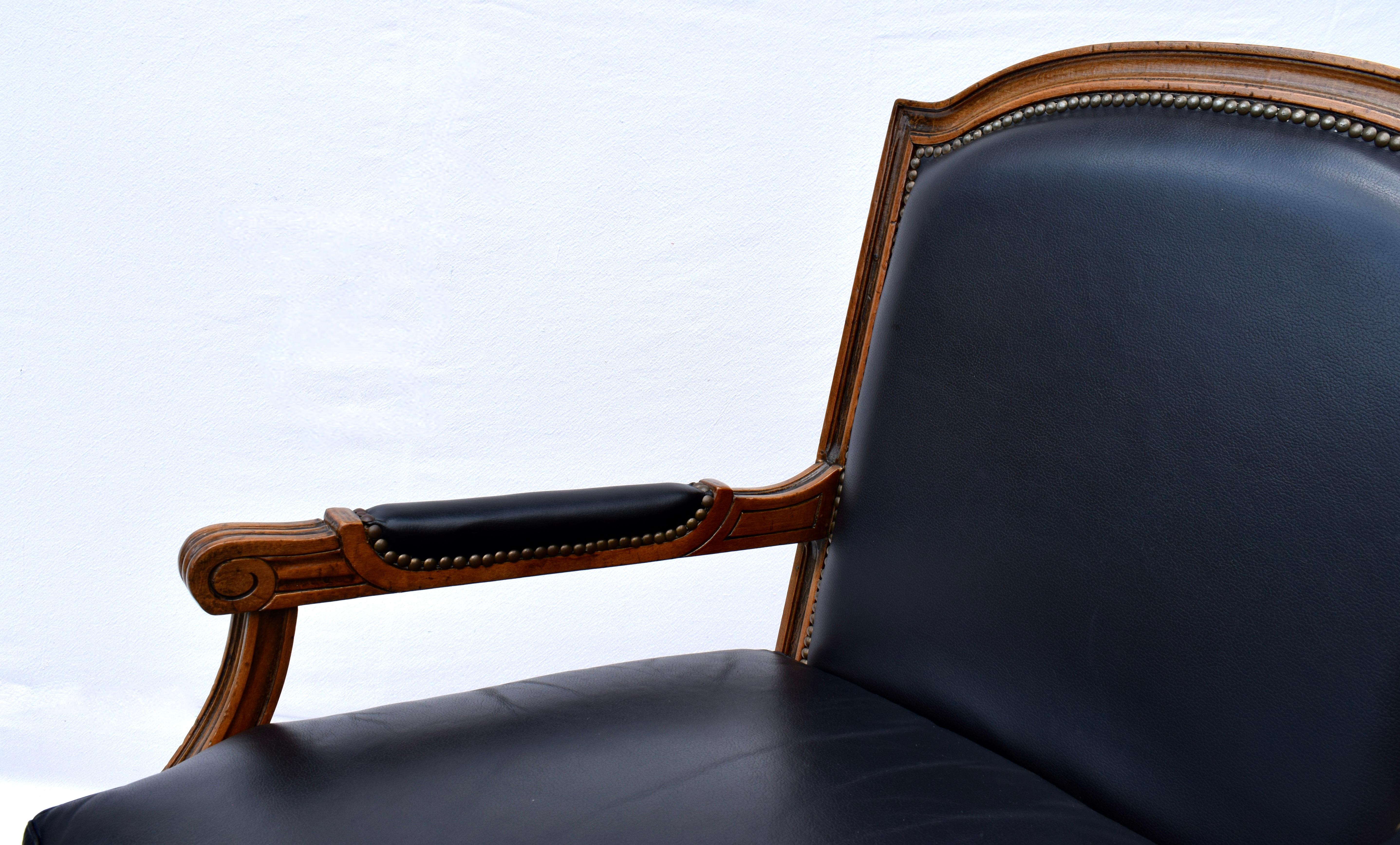 Louis Xvi Style Leather Fauteuil Chairs For Sale 4