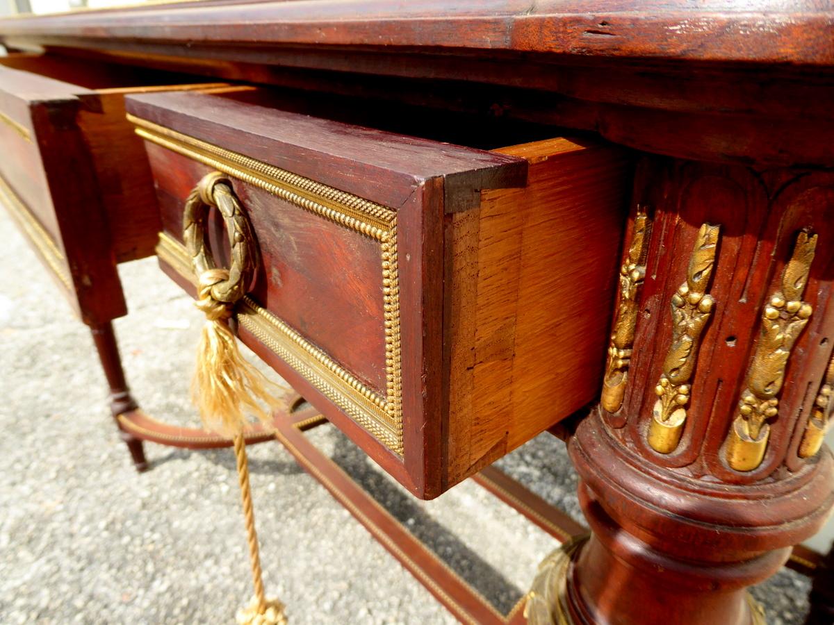 Ormolu Louis XVI Style Library or Center Table by Sosthène Bellanger For Sale