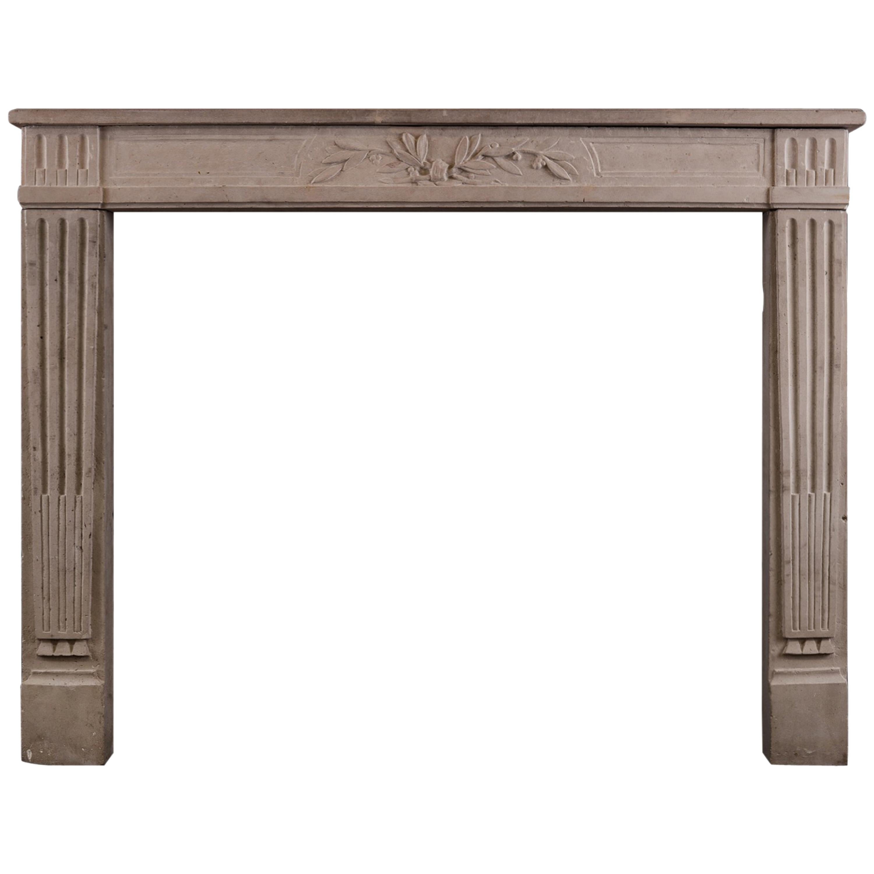 Louis XVI Style Limestone Antique Fireplace  For Sale