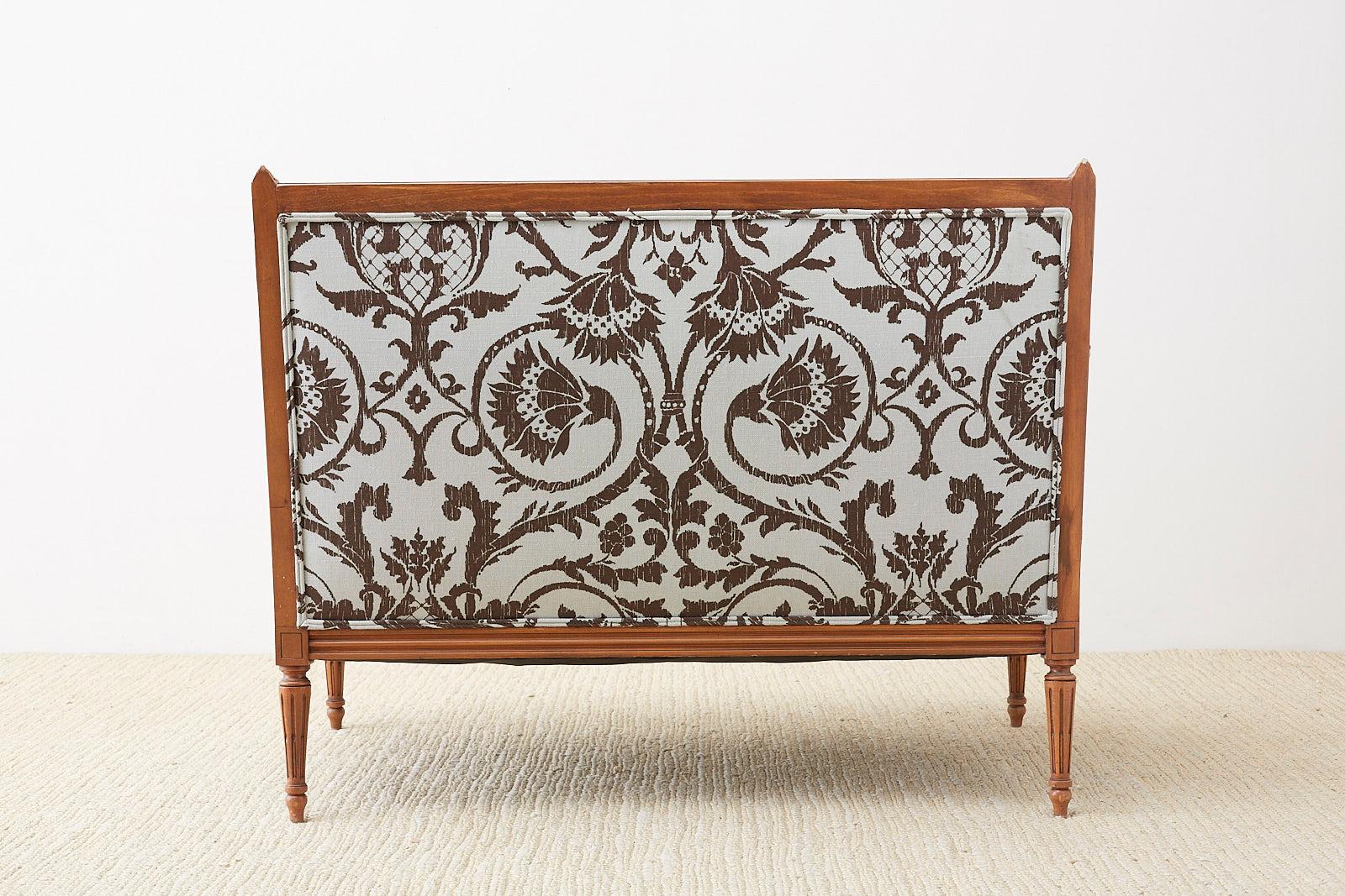 Louis XVI Style Linen Upholstered Settee or Canape 11