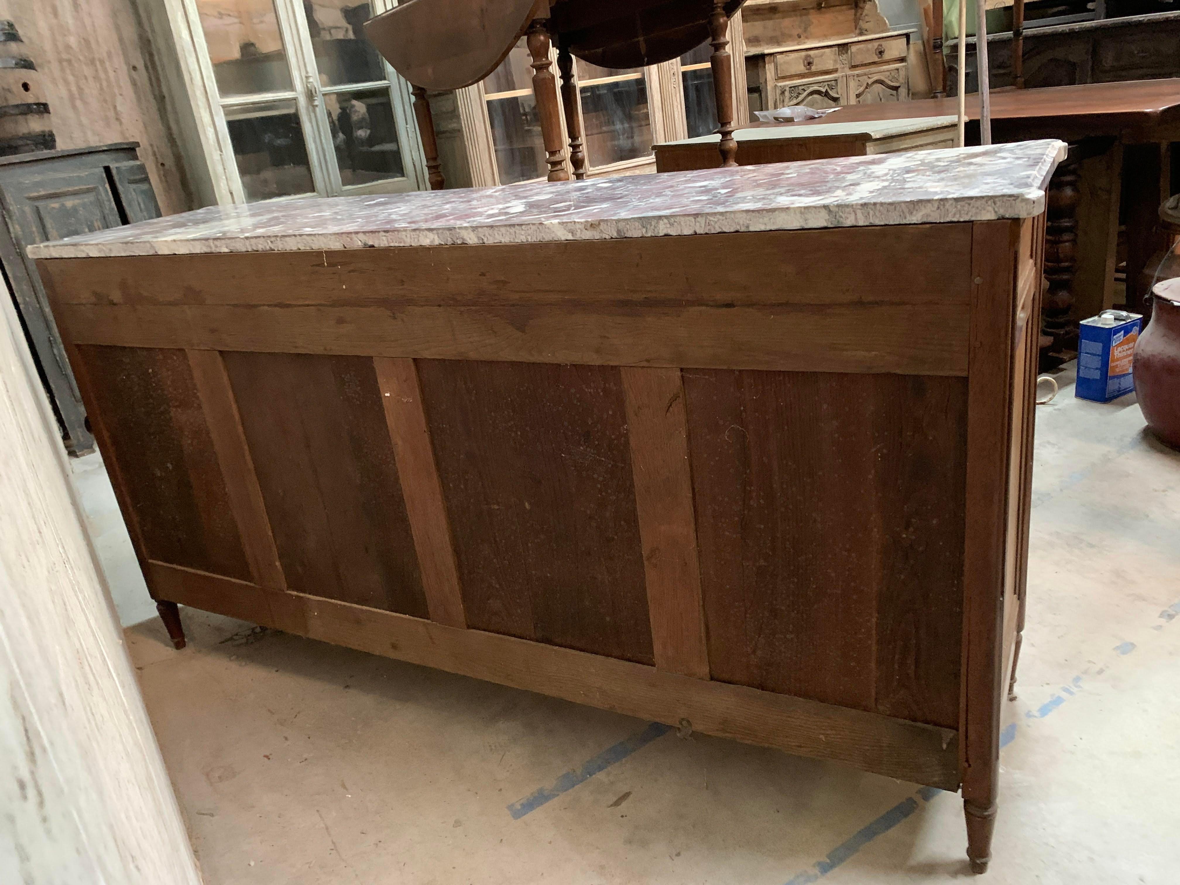 Louis XVI Style Long Mahogany Buffet With Marble Top 3