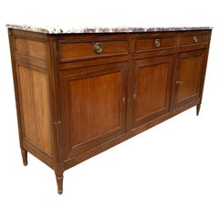 Louis XVI Style Long Mahogany Buffet With Marble Top