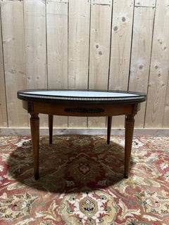Louis XVI style low bouillotte table in Carrara marble