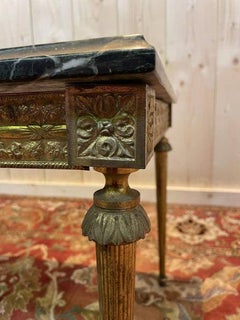 Louis XVI style low table in gilded brass and marble