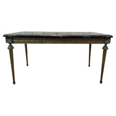 Louis XVI style low table in gilded brass and marble