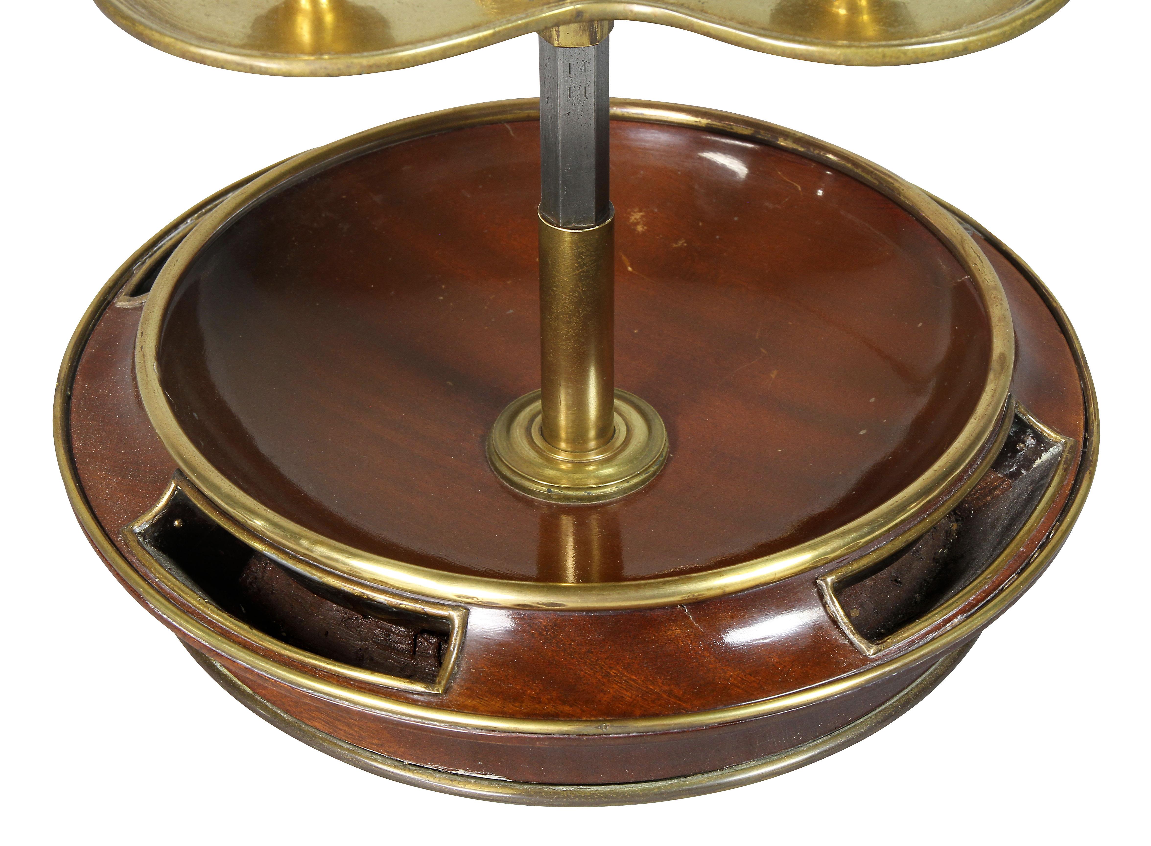 20th Century Louis XVI Style Mahogany and Brass Bouillotte Lamp by Maison Jansen For Sale