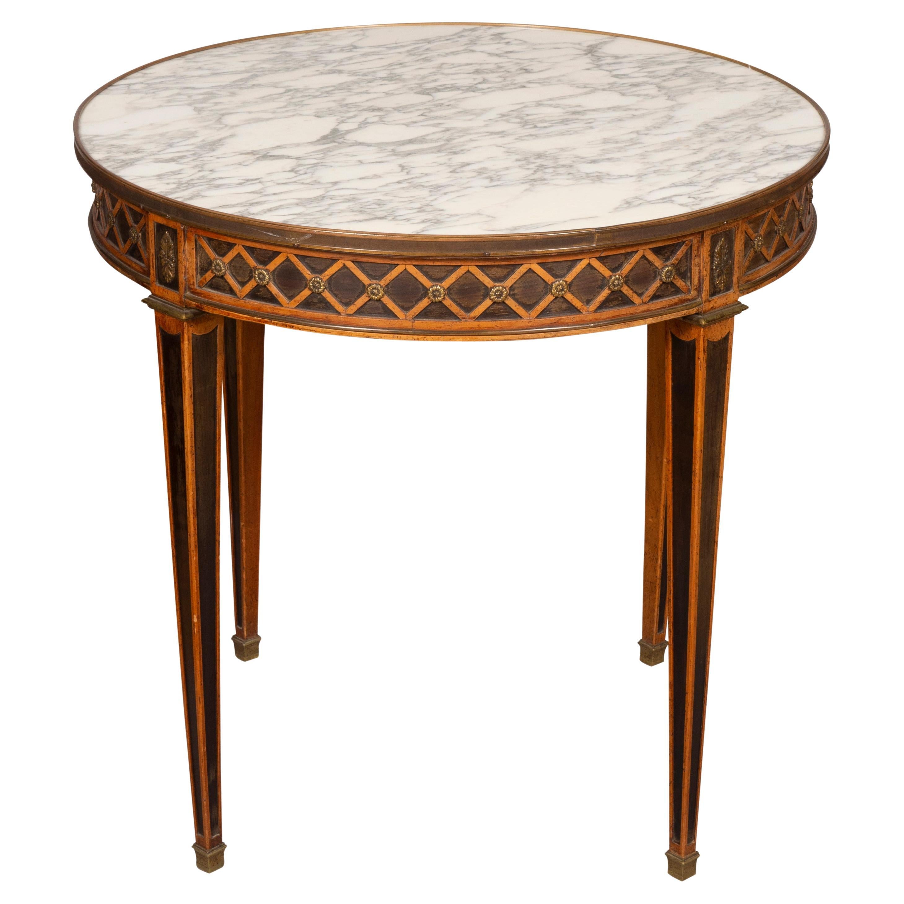 French Louis XVI Mahogany Floral End Table For Sale at 1stDibs